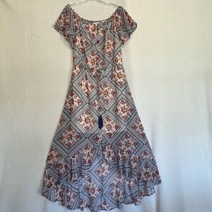 Maurices Maxi Dress Floral Print‎ Off Shoulder Farm Casual Sundress Cottage M
